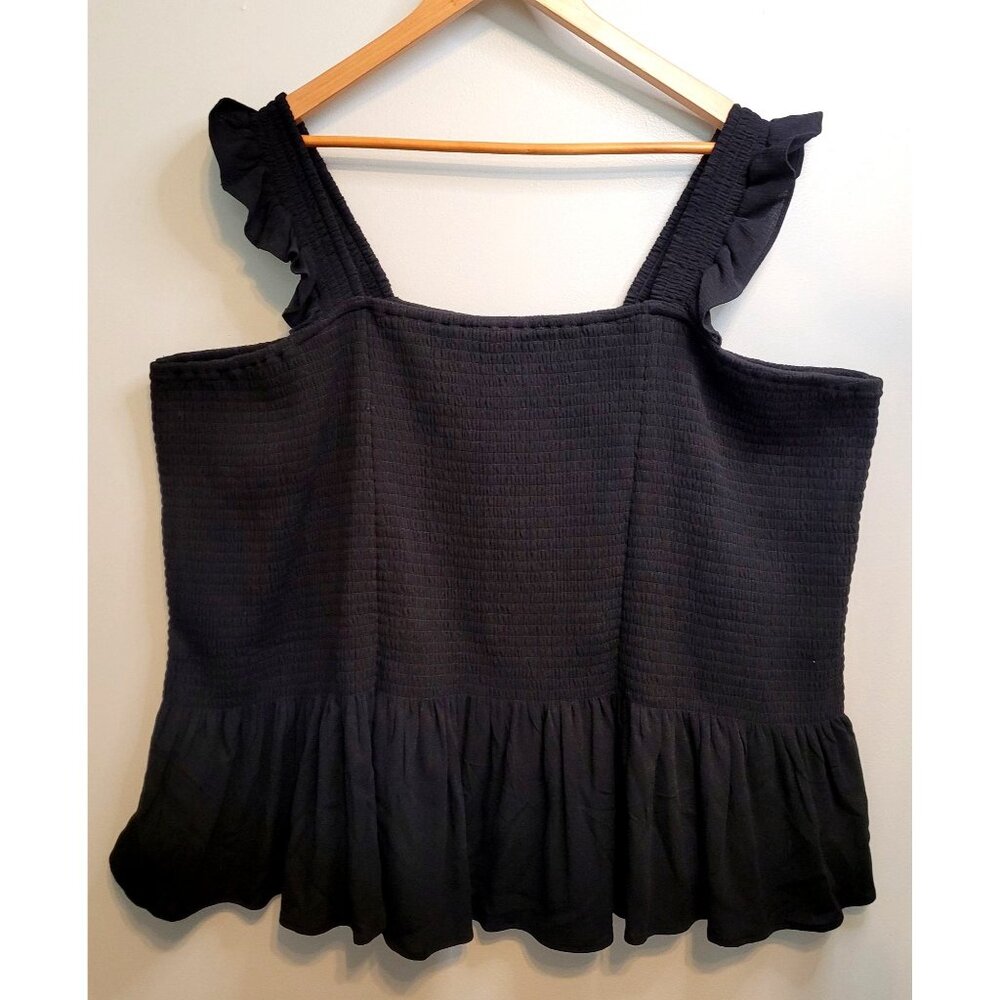 NEW Torrid Black Crinkle Gauze Smocked Ruffle Tank Top Plus Size 5X 28 Summer